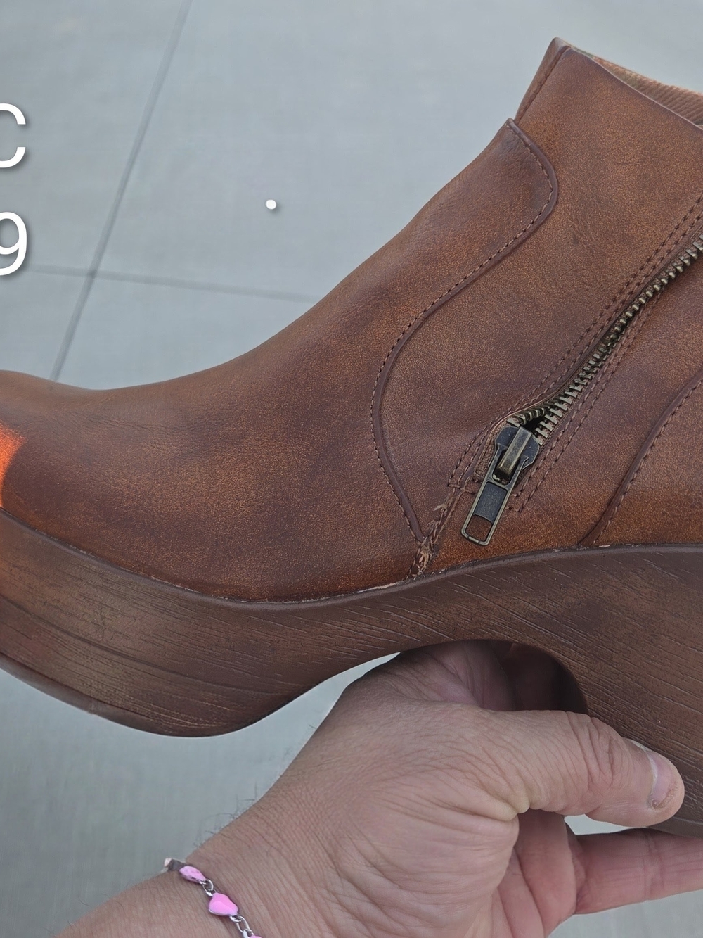 boc Brown Leatherette Ankle Boot with Side Zip